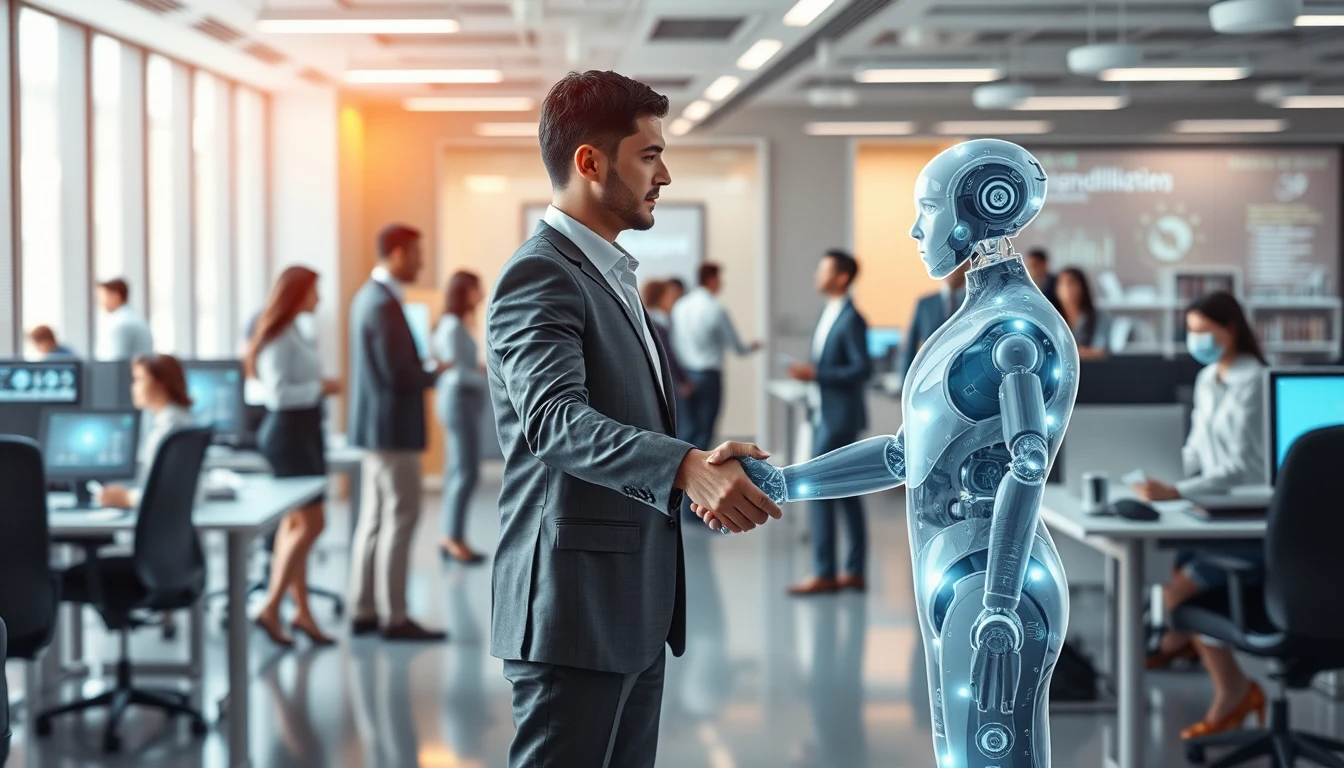 een man schudt de hand van een ai-virtueel wezen